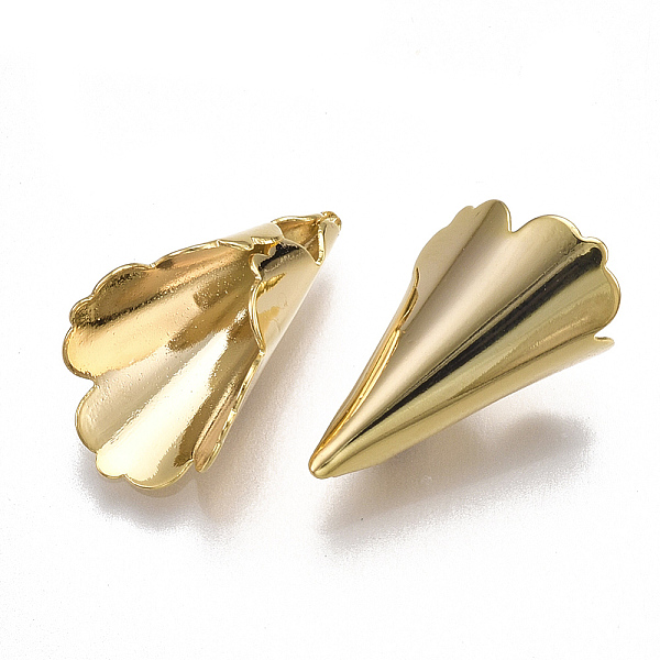 

PandaHall Brass Bead Cones, Nickel Free, Real 18K Gold Plated, 18x10x6.5mm, Hole: 0.8mm Brass