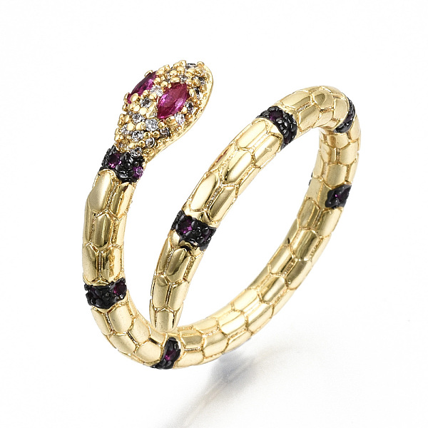 

PandaHall Brass Micro Pave Cubic Zirconia Cuff Rings, Open Rings, Cadmium Free & Nickel Free & Lead Free, Snake, Real 16K Gold Plated...