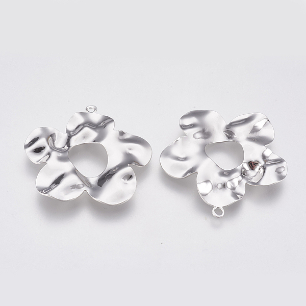 

PandaHall Brass Pendants, Wavy Flower, Real Platinum Plated, 33.5x31.5x3mm, Hole: 1.5mm Brass Flower