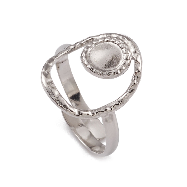 

PandaHall 304 Stainless Steel Hollow Oval Cuff Ring Findings, Bezel Cup Ring Settings, Flat Round, Stainless Steel Color, US Size 6 3/4...