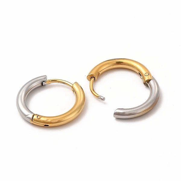 

PandaHall Two Tone 304 Stainless Steel Huggie Hoop Earrings for Women, Golden & Stainless Steel Color, 16x17x2.5mm, Pin: 1mm 304 Stainless...