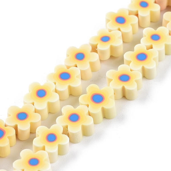 

PandaHall Handmade Flower Printed Polymer Clay Beads Strands, Flower, Yellow, 9.6x4mm, Hole: 1.4mm, about 38pcs/Strand, 12.99''(33cm)...