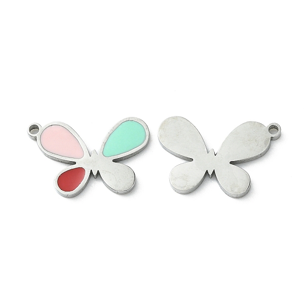 

PandaHall 304 Stainless Steel Manual Polishing Pendants, with Enamel, Butterfly Charms, Stainless Steel Color, 17.5x15x1.5mm, Hole: 1.2mm...