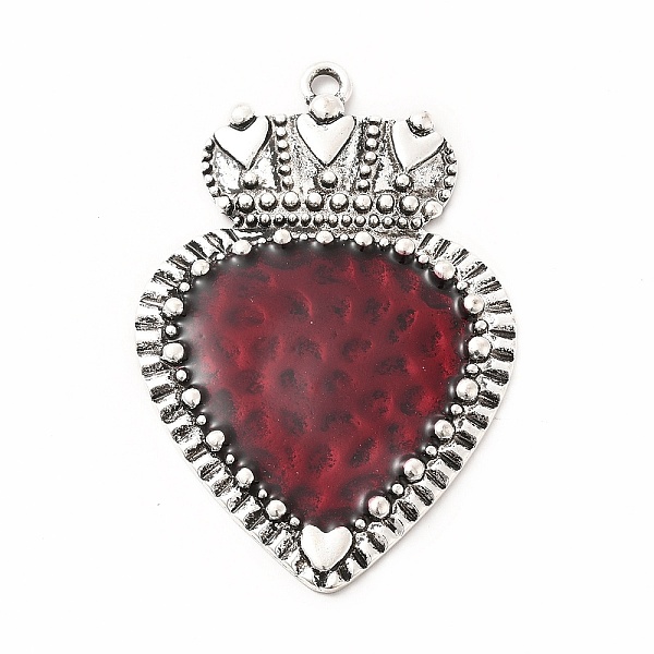 

PandaHall Alloy Enamel Big Pendants, Antique Silver, Heart Charm, FireBrick, 64x42.5x2.5mm, Hole: 3mm Alloy+Enamel Heart Red