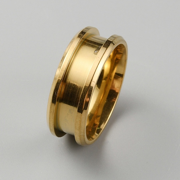 

PandaHall 304 Stainless Steel Grooved Finger Ring Settings, Ring Core Blank, for Inlay Ring Jewelry Making, Golden, US Size 8(18.1mm) 304...