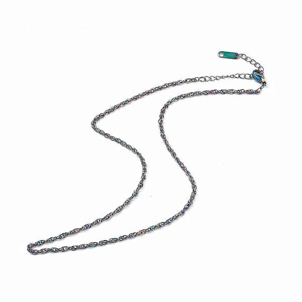 

PandaHall Ion Plating(IP) 304 Stainless Steel Rope Chain Necklace for Men Women, Rainbow Color, 15.87 inch(40.3cm) 304 Stainless Steel