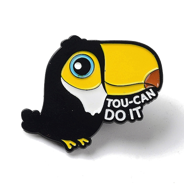 

PandaHall Bird Enamel Pins, Black Alloy Badge for Backpack Clothes, Word Tou-Can Do It, Black, 26x30x1.8mm Alloy+Enamel Bird Black