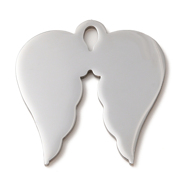 

PandaHall 304 Stainless Steel Pendants, Laser Cut, Wings Charm, Stainless Steel Color, 26x25x1mm, Hole: 4x2mm 304 Stainless Steel Wing