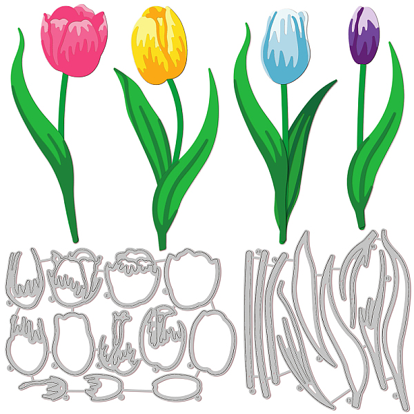 

PandaHall GLOBLELAND Slayered Tulips Cut Dies Floral Plants Card Cutting Dies Flower Embossing Stencil for Card Making Carbon Steel Cutting...