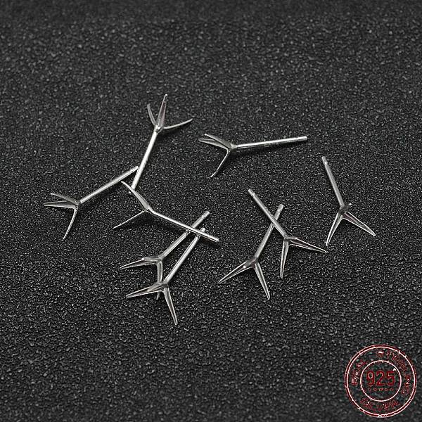 

PandaHall 925 Sterling Silver Earrings Settings, Silver, Tray: 6mm, 14x7mm, Pin: 0.6mm Sterling Silver