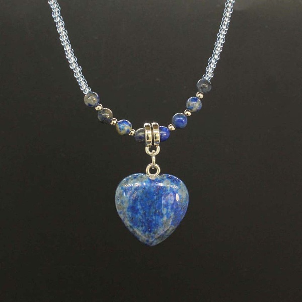 Colliers de perles pour femmes avec pendentif cœur en pierre précieuse naturelle et perles de verre colorées