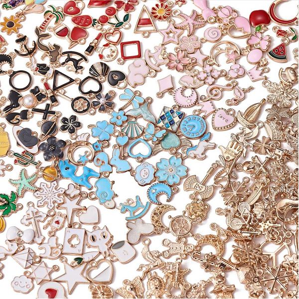 PandaHall 300 Pieces Wholesale Bulk Lots Jewelry Making Charms Pendant Mixed Shapes Alloy Enamel Charms for Jewelry Necklace Earring Making...