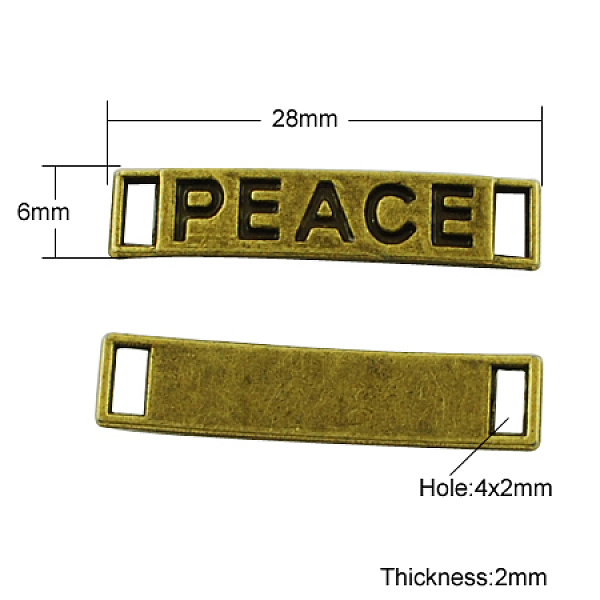 

PandaHall Tibetan Style Rectangle Carved Word Peace Message Links connectors, Cadmium Free & Nickel Free & Lead Free, Antique Bronze...
