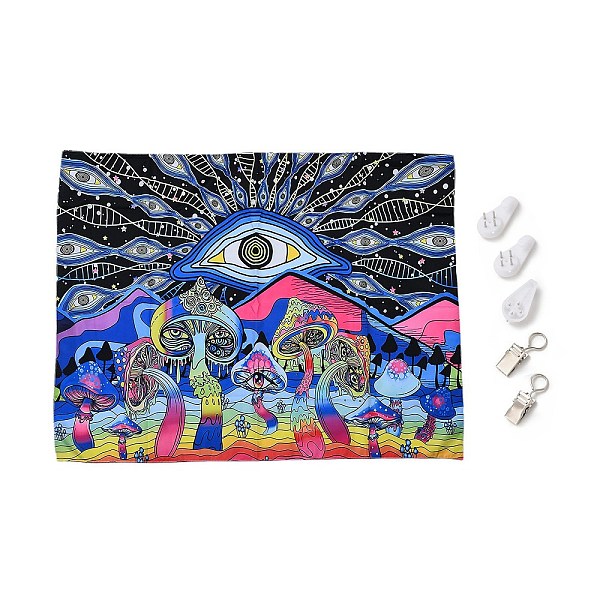 

PandaHall UV Reactive Blacklight Tapestry, Polyester Decorative Wall Tapestry, for Home Decoration, Rectangle, Mushroom Pattern...
