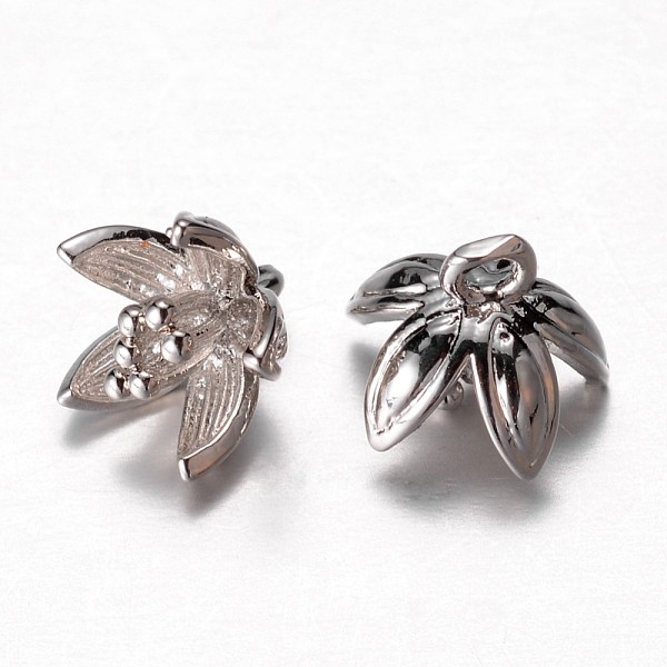 

PandaHall Brass Charms, Flower, Platinum, 8x9mm, Hole: 1.5mm Brass Flower