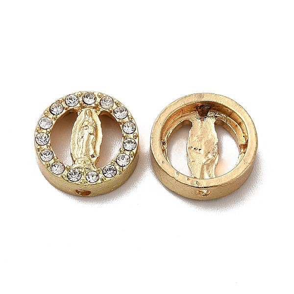 

PandaHall Alloy Rhinestone Beads, Flat Round with Saint, Golden, 12x3.5mm, Hole: 1mm Alloy+Rhinestone Flat Round