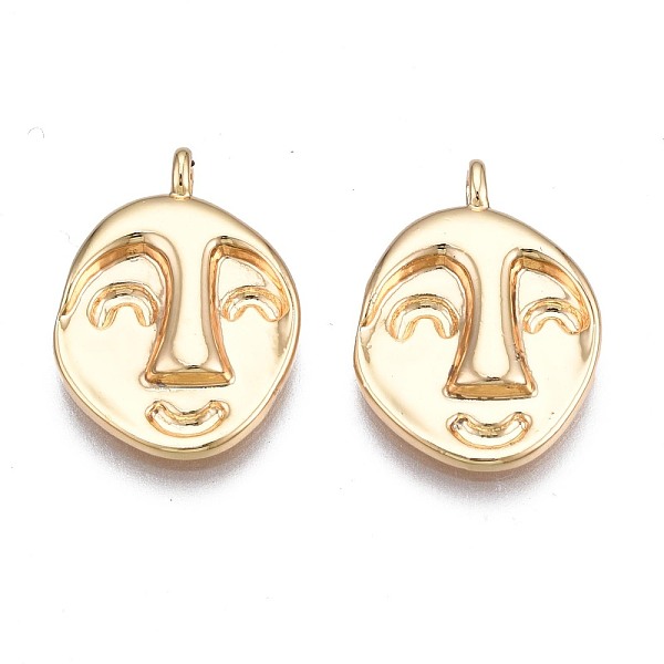 

PandaHall Brass Pendants, Nickel Free, Face, Golden, 17x12.5x2.5mm, Hole: 1.6mm Brass Body