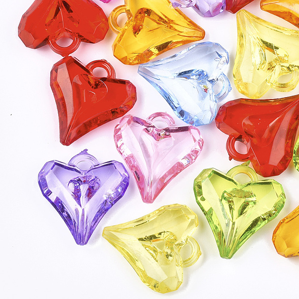 

PandaHall Transparent Acrylic Pendants, Faceted, Heart, Mixed Color, 27x25.5x7.5mm, Hole: 2.5x4mm, about 220pcs/500g Acrylic Heart..., Multicolor