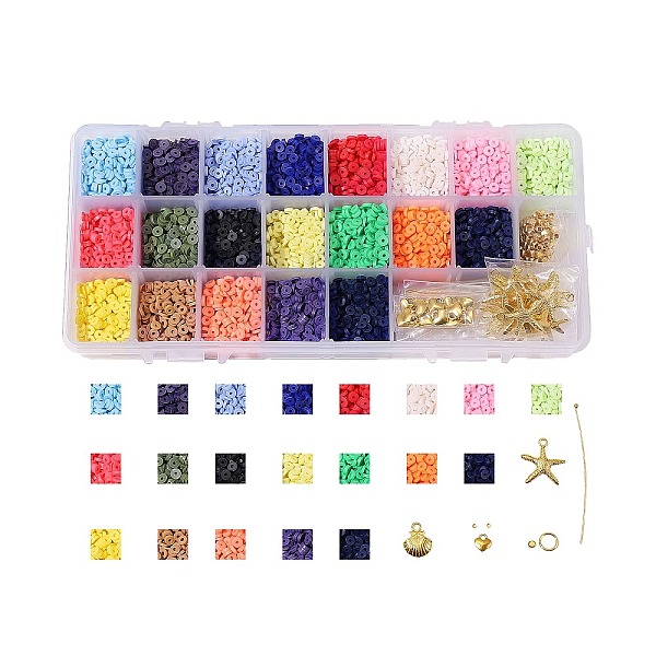 

PandaHall DIY Heishi Beads Jewelry Kits, with Handmade Polymer Clay Beads, Alloy Pendants, Elastic Thread, Brass Spacer Beads & Ball Head..., Multicolor