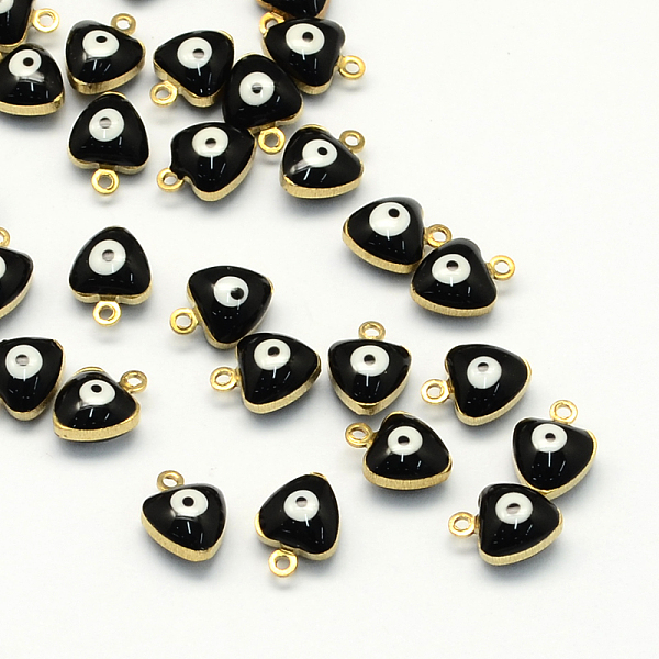 

PandaHall Golden Tone Brass Enamel Charms, Enamelled Sequins, Heart with Eye, Black, 9x7x5mm, Hole: 1mm Brass+Enamel Heart Black