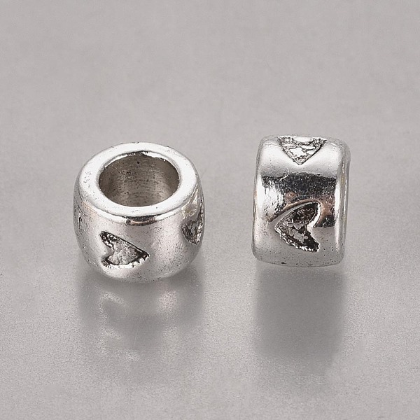 

PandaHall Alloy European Style Beads, Large Hole Beads, Lead Free, Cadmium Free and Nickel Free, Flat Round, Antique Silver, Size: about 8mm...