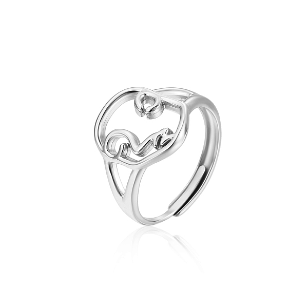 

PandaHall Elegant Stainless Steel Hollow Open Ring for Women Daily Wear
