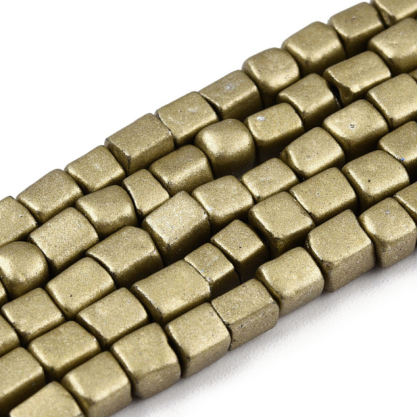 

PandaHall Opaque Spray Painted Glass Bead Strands, Rectangle, Dark Goldenrod, 2~4.5x3.5~4x3.5~4mm, Hole: 1.2mm, about 105~110pcs/strand...