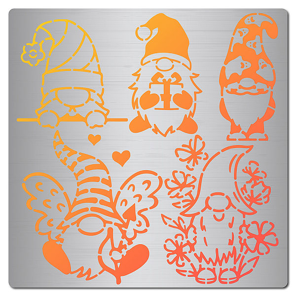 PandaHall GORGECRAFT 6.3 x 6.3" Gnome Metal Stencil Reusable Christmas Santa Heart Flower Stainless Steel Cutting Dies Stencils Wood Carving...