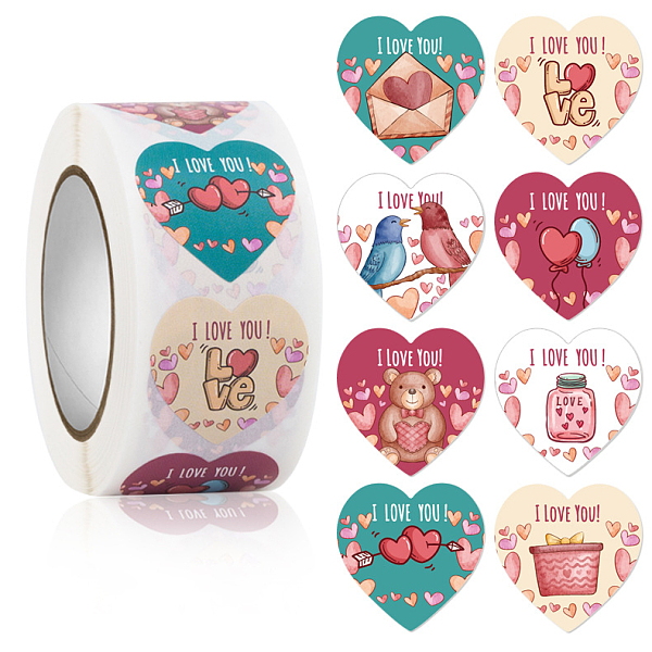 

PandaHall Heart with I Love You Paper Stickers, Valentine's Day Self Adhesive Roll Sticker Labels, for Envelopes, Bubble Mailers and Bags..., Green
