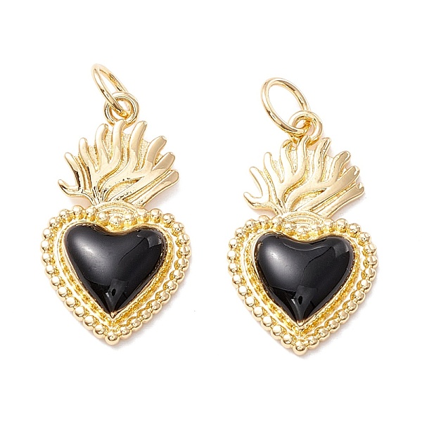 

PandaHall Golden Tone Brass Enamel Pendants, with Jump Rings, Long-Lasting Plated, Heart, Black, 22x12x3mm, Hole: 3mm Brass+Enamel Heart...