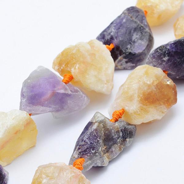 

PandaHall Rough Natural Amethyst and Citrine Beads Strands, Nuggets, 18~37x12~30mm, Hole: 2mm, about 16~17pcs/strand, 16.5 inch~17.3 inch...