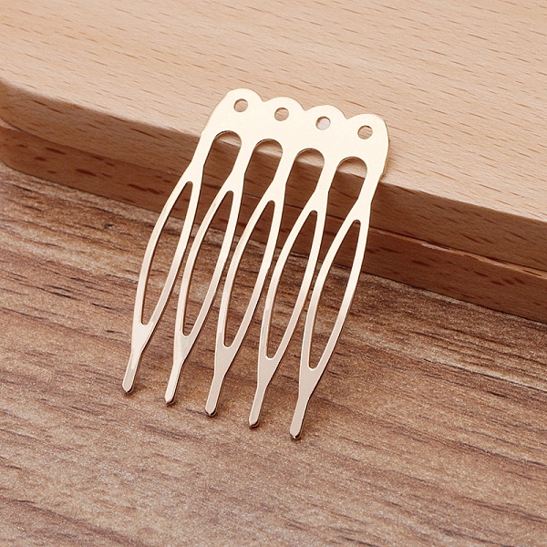 

PandaHall Iron Hair Comb Findings, with Loops, Light Gold, 40x27x0.8mm Iron