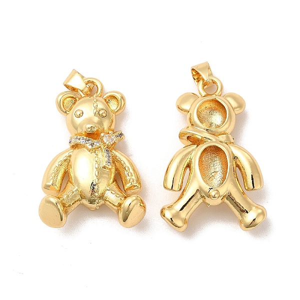 

PandaHall Rack Plating Brass Micro Pave Cubic Zirconia Pendants, Cadmium Free & Lead Free, Long-Lasting, Bear, Real 18K Gold Plated..., Clear