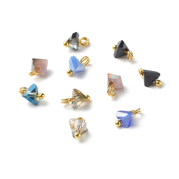 

PandaHall Electroplate Glass Charms, with Brass Ball Head Pins, Triangle, Cornflower Blue, 8x6x4.5mm, Hole: 1.8mm Glass Triangle