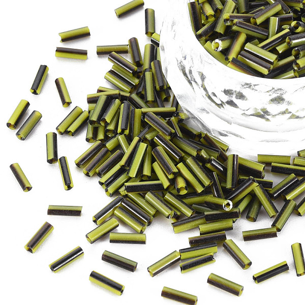 

PandaHall Opaque Colours Two Tone Seed Glass Bugle Beads, Round Hole, Round Bugle, Yellow Green, 4~8.5x2mm, Hole: 0.6~0.8mm, about...