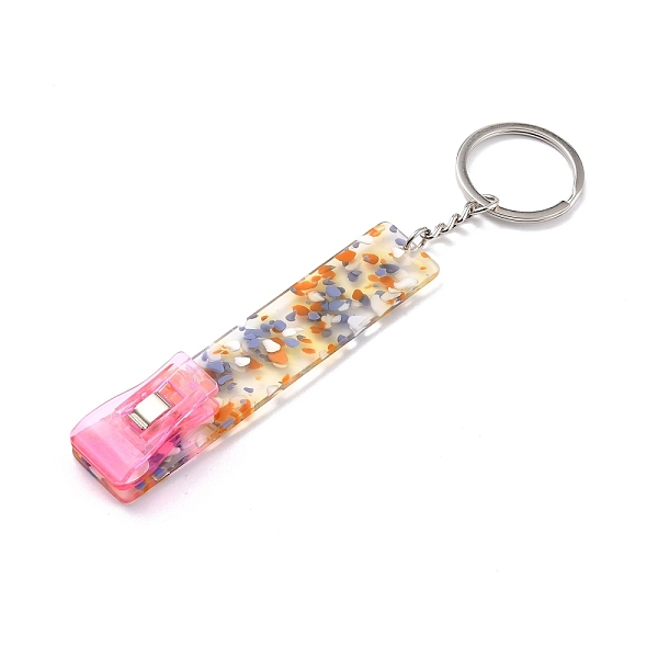 

PandaHall Ferroalloy, Plastic and Acrylic Keychain, Contactless Card Extractor, for Long Nail Card Extractor Keychain with Card Puller for..., Pink