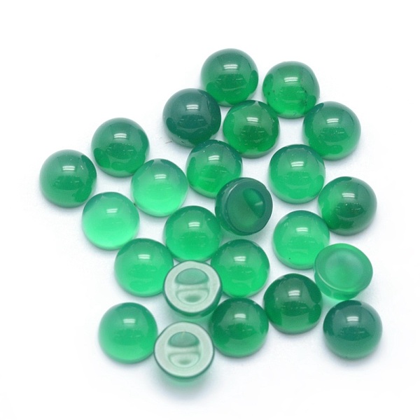 

PandaHall Natural Green Onyx Agate Cabochons, Half Round, 4x2~4mm Natural Agate Half Round