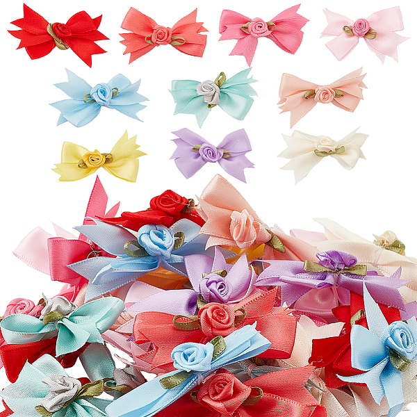 

PandaHall Gorgecraft 40Pcs 10 Colors Cloth Rose Bowknot Ornament Accessories, for DIY Clothes, Bag, Hair Accessories, Mixed Color..., Multicolor