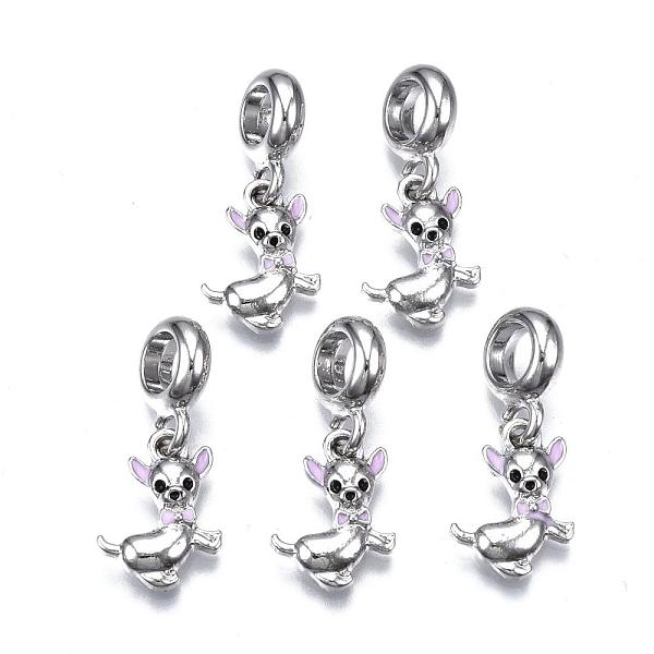 

PandaHall Alloy European Dangle Charms, with Enamel, Large Hole Pendants, Chihuahua, Lilac, Platinum, 24mm, Hole: 5mm, Pendant: 15x10x3mm..., Purple