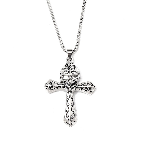 

PandaHall Zinc Alloy Cross Pendant Necklaces, 201 Stainless Steel Chains Necklaces, Stainless Steel Color, 23.35 inch(59.3cm), Cross...
