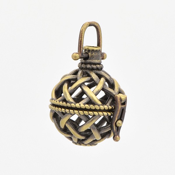 

PandaHall Brass Hollow Cage Pendants, For Chime Ball Pendant Necklace Making, Round, Antique Bronze, 34mm, 26x24x20mm, Hole: 6x6mm, Inner...