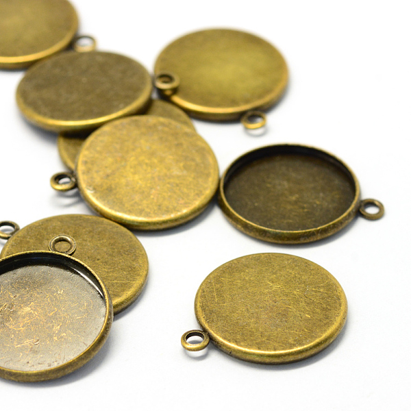 

PandaHall Iron Pendant Cabochon Settings, Plain Edge Bezel Cups, Flat Round, Antique Bronze, Tray: 18mm, 23x20x2mm, Hole: 2mm Iron Flat...