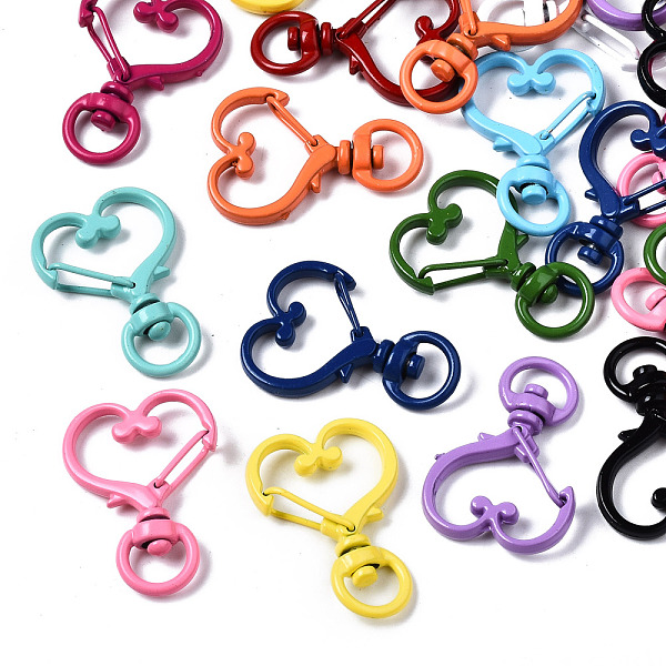 

PandaHall Spray Painted Eco-Friendly Alloy Swivel Snap Hooks Clasps, Cadmium Free & Nickel Free & Lead Free, Heart, Mixed Color, 34x24x6.5mm..., Multicolor