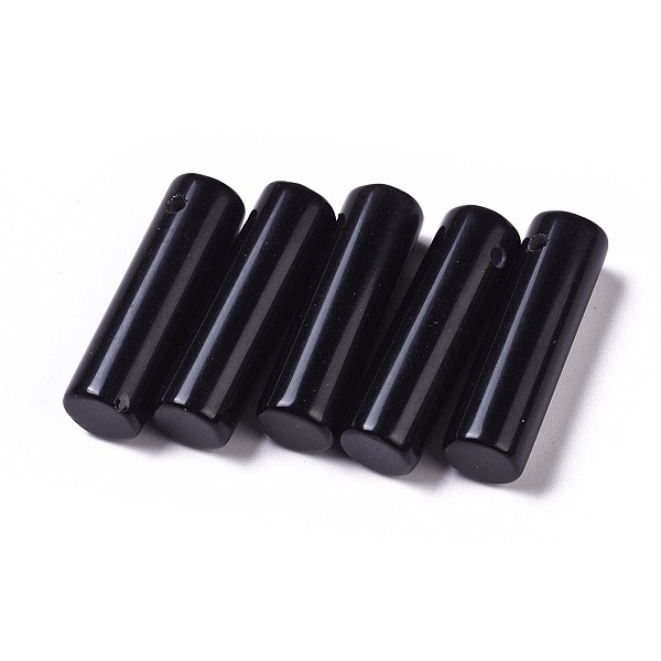 

PandaHall Natural Black Obsidian Pendants, Column, 34~36x10~10.5mm, Hole: 2mm Obsidian Column