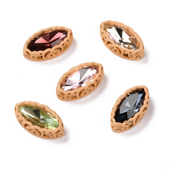 

PandaHall Sew on Rhinestone, Glass Rhinestone, with Brass Findings, Garments Accessories, Horse Eye, Mixed Color, Beige, 17.5x9.5x5.5mm..., Yellow