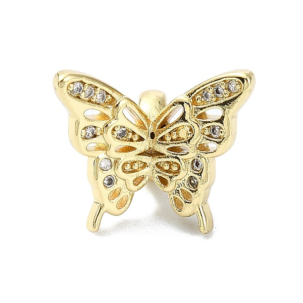 

PandaHall Rack Plating Brass Micro Pave Clear Cubic Zirconia Beads, Long-Lasting Plated, Butterfly, Real 18K Gold Plated, 13x15x12mm, Hole...