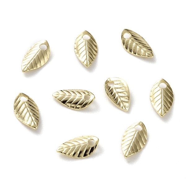 

PandaHall Brass Charms, Long-Lasting Plated, Leaf, Real 24K Gold Plated, 7x4x1mm, Hole: 1mm Brass Leaf