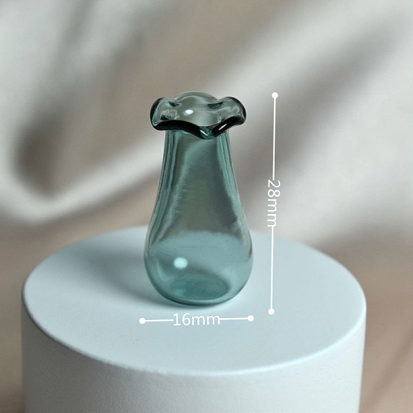

PandaHall Miniature Glass Vase Ornaments, Micro Toys Dollhouse Accessories Pretending Prop Decorations, Teal, 28x16mm Glass Vase Cyan