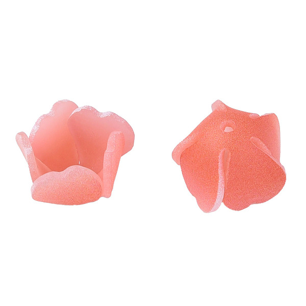 PandaHall Plastic Beads, Flower, Salmon, 15x15x10.5mm, Hole: 1mm Plastic Flower Red
