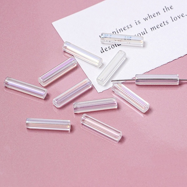 

PandaHall Electroplate Glass Beads, Faceted, Rectangle, Clear AB, 19.5~20x4x4mm, Hole: 1mm Glass Rectangle White